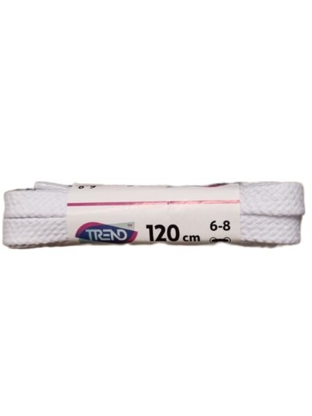 Plokšti balti batų raišteliai Trend 120 cm 958523 – medvilniniai, patvarūs ir universalūs