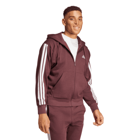 Adidas vyriškas džemperis Essentials 3 Stripes JD1866 rudos spalvos su gobtuvu