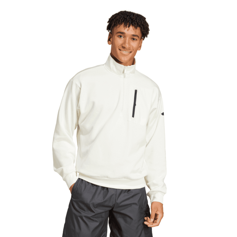 Adidas Džemperis Vyrams Baltas Half-Zip FL Sweatshirt JF3288 - Image 3