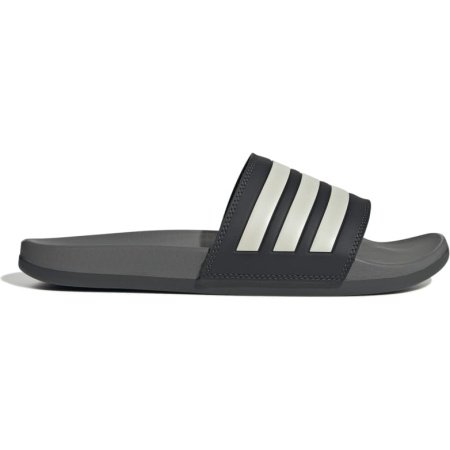 Adidas vyriškos šlepetės Adilette Comfort JP5734 pilkos su smėlio spalvos juostelėmis.