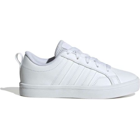Adidas VS Pace 2.0 K IE3468 balti vaikiški laisvalaikio batai su dirbtinės odos viršumi ir guminiu padu.