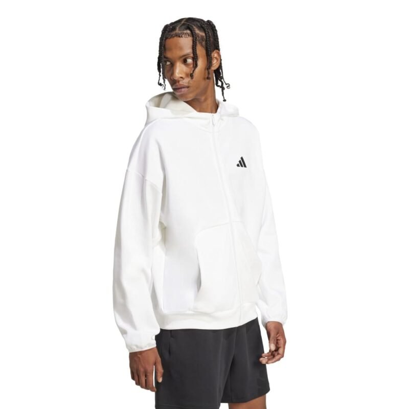 Adidas Džemperis Su Gobtuvu Vyrams Baltas M FI Hoodie JD4944 - Image 3