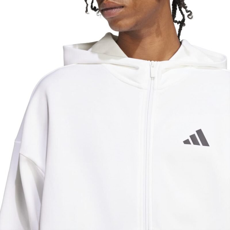 Adidas Džemperis Su Gobtuvu Vyrams Baltas M FI Hoodie JD4944 - Image 4
