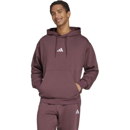 Ruda spalvos vyriškas Adidas Essentials Fleece Hoodie IN6070 džemperis su gobtuvu ir šiltu Fleece pašiltinimu.