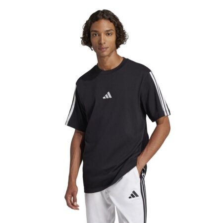 Adidas vyriški marškinėliai Essentials 3-Stripes Tee JW1949 juodi su baltomis juostelėmis