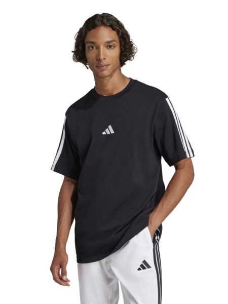 Adidas vyriški marškinėliai Essentials 3-Stripes Tee JW1949 juodi su baltomis juostelėmis