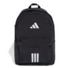 Adidas kuprinė Classic Bars JX6497 – juoda unisex kuprinė su baltu logotipu ir 3 juostelėmis.