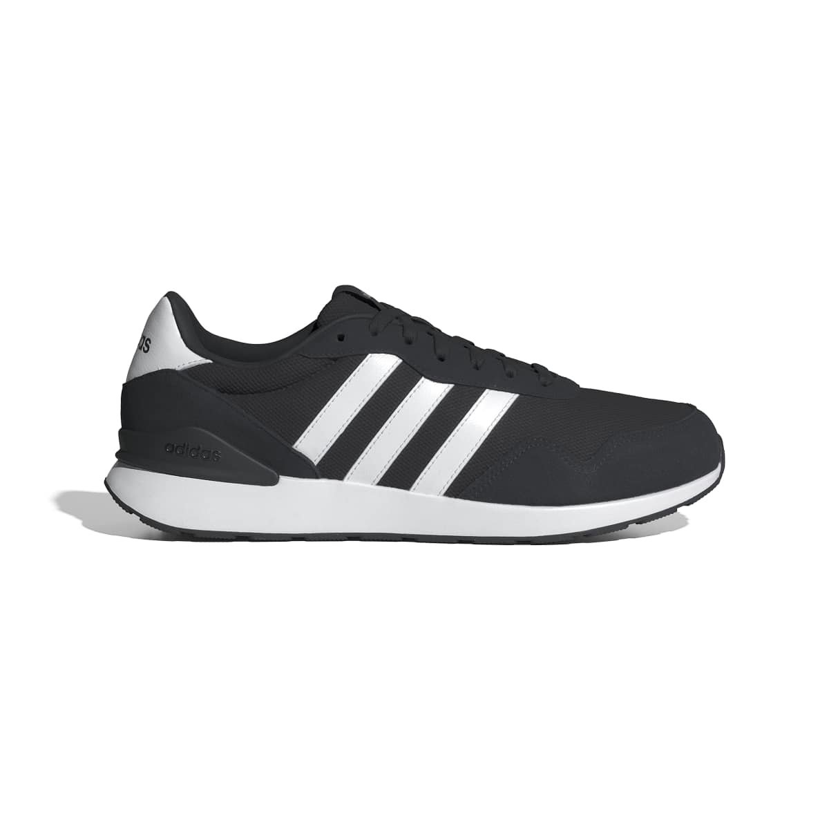 Vyriški juodi retro stiliaus batai Adidas Run 60s 4.0 su baltomis juostelėmis, modelis JR6622.