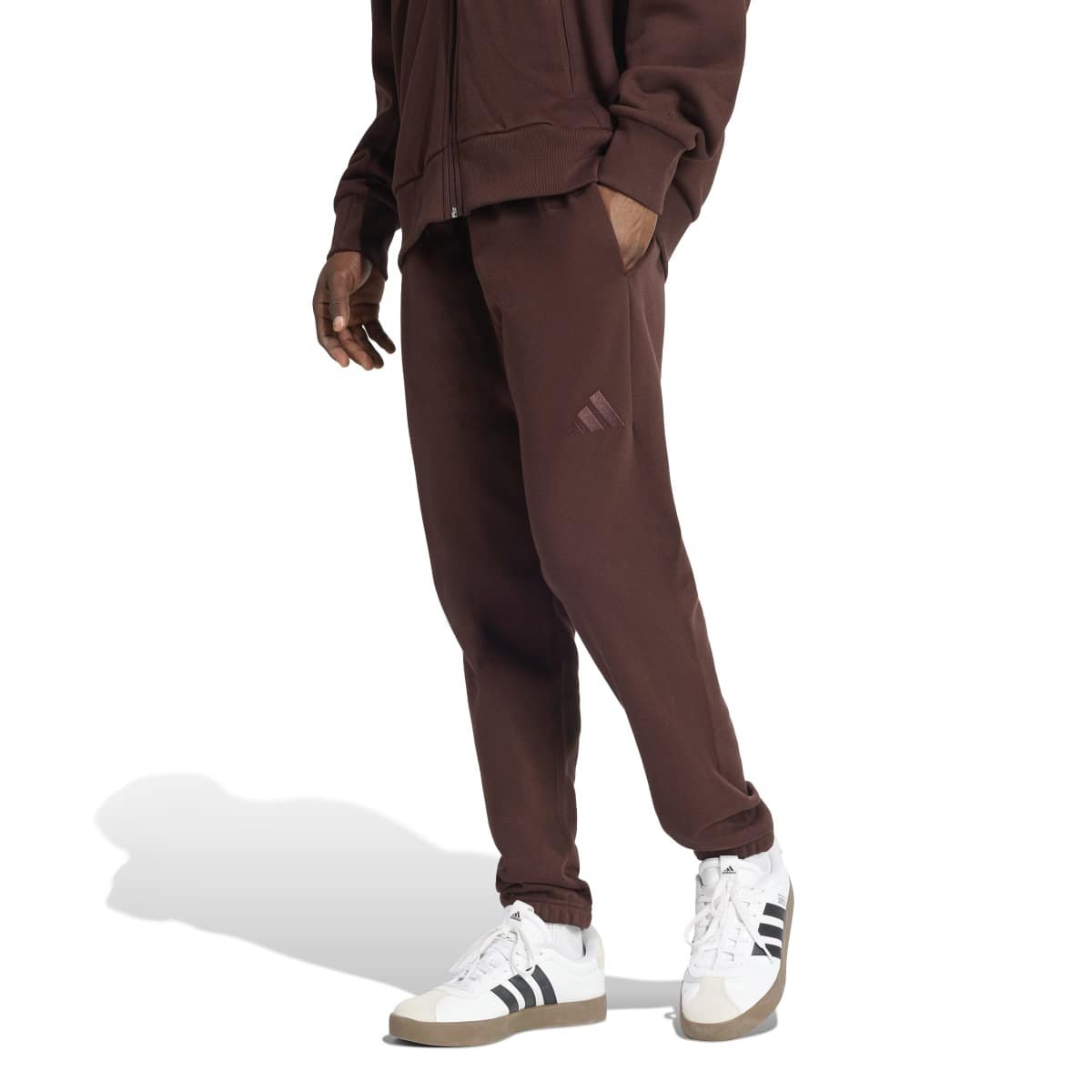 Adidas Essentials All SZN Fleece Regular Tapered Pants JX5098 vyriškos rudos sportinės kelnės
