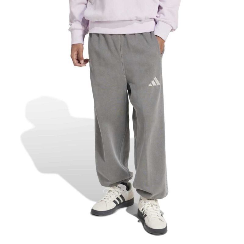 Adidas vyriškos sportinės kelnės pilkos plačios all szn fleece washed loose pants jl6534