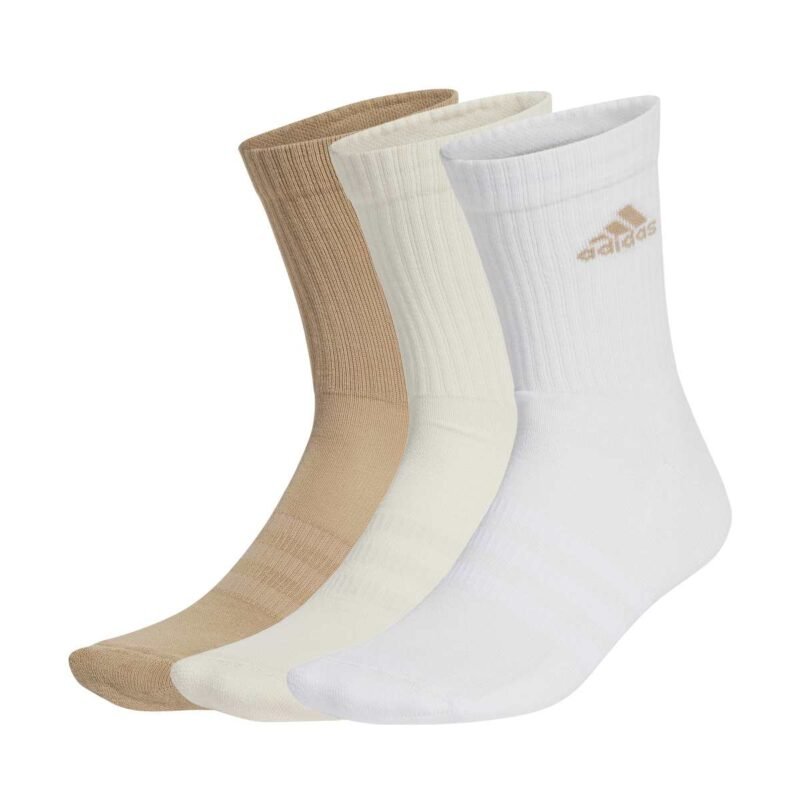 Adidas ilgos kojines unisex Crew Socks jc9383 3 poros balta ruda ir smėlio.