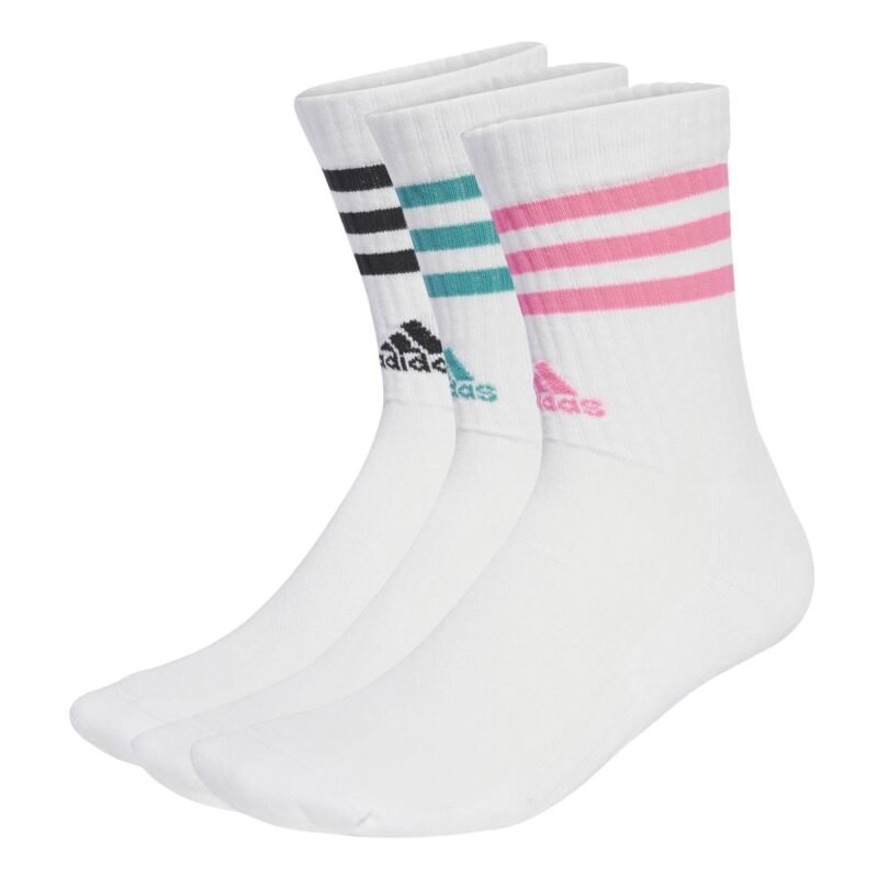 adidas 3 stripes cushioned crew socks jw2765 kojines 3 poros baltos su logotipu ir juostelėmis