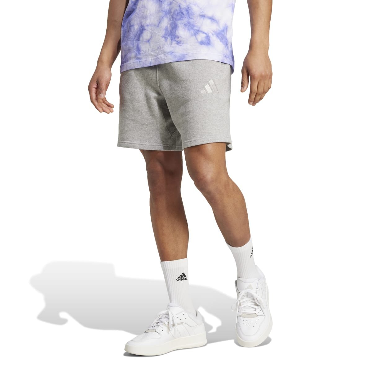 Pilki vyriški medvilniniai sportiniai laisvalaikio šortai Adidas ALL SZN French Terry IY4152.