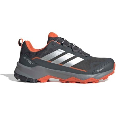 Pilki vyriški Adidas Terrex Skychaser AX5 GTX JS4608 žygio batai su oranžinėmis detalėmis, GORE-TEX membrana ir Continental padu.