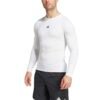 Adidas vyriški kompresiniai marškinėliai ilgomis rankovėmis TECHFIT Compression Training Long Sleeve Tee JE6703 – balti sportiniai marškinėliai vyrams.