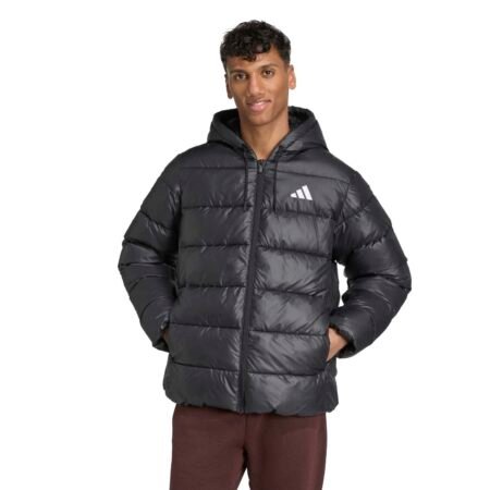Adidas vyriška striukė su gobtuvu Essentials CLIMAWARM JX7787 – juoda žieminė sportinė striukė