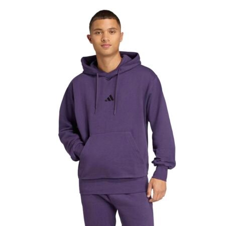 Adidas vyriškas fleece džemperis su gobtuvu Feelcozy JX5661 – violetinis šiltas džemperis be užtrauktuko