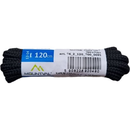 Apvalūs juodi Kaps Mountval 120 cm ilgio batų raišteliai, pagaminti iš tvirto poliesterio, modelis 920490.