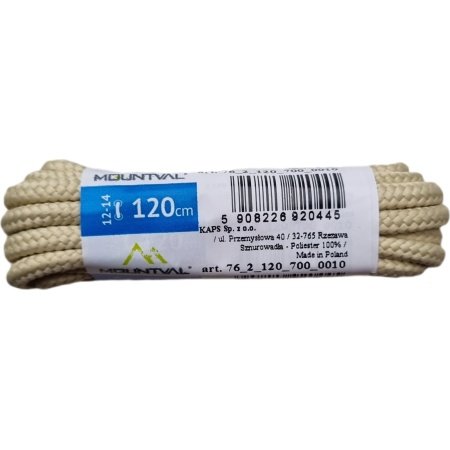 Apvalūs smėlio spalvos Kaps Mountval 120 cm ilgio batų raišteliai, pagaminti iš tvirto poliesterio, modelis 920445.