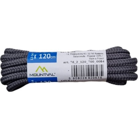 Apvalūs pilki Kaps Mountval 120 cm ilgio batų raišteliai, pagaminti iš tvirto poliesterio, modelis 920575.