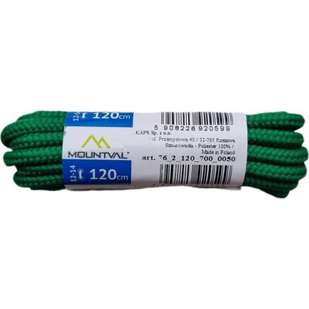 Apvalūs žali Kaps Mountval 120 cm ilgio batų raišteliai 920599, pagaminti iš tvirto poliesterio.