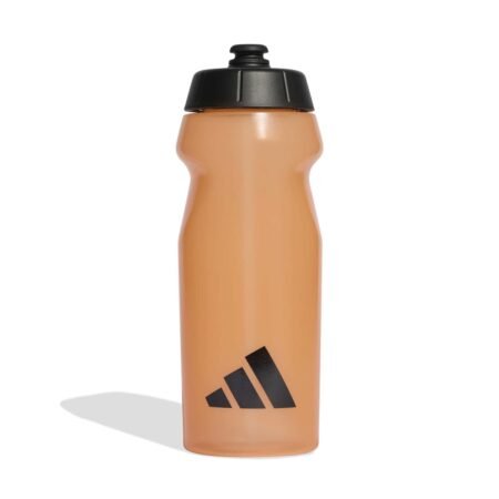 Oranžinė Adidas Performance Bottle KD2766 sportinė gertuvė 0.5 L su tūrio matavimo skale ir juodu logotipu.