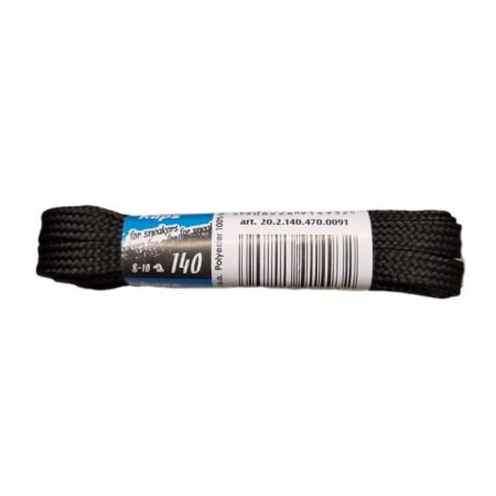 Juodi plokšti batų raišteliai Kaps 140 cm, modelis 914932.