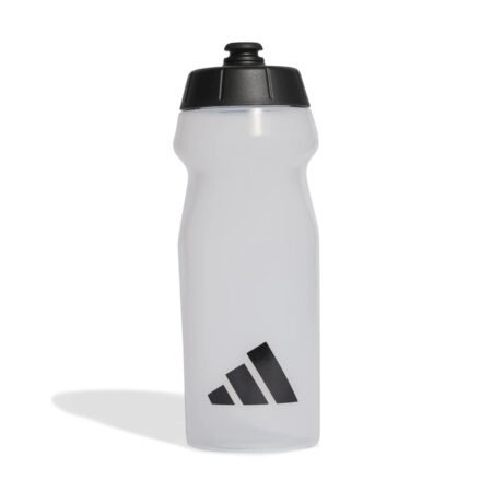 Balta sportinė Adidas gertuvė 500ml KD2785 su juodu logotipu ir matavimo skale.