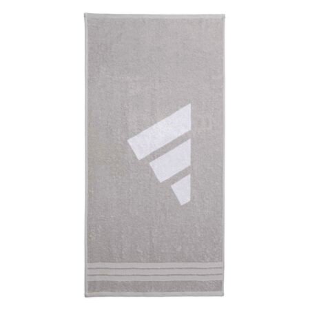 Pilkas medvilninis Adidas sportinis rankšluostis Towel S KF0667, 50x100 cm, su pakabinimo kilpele.