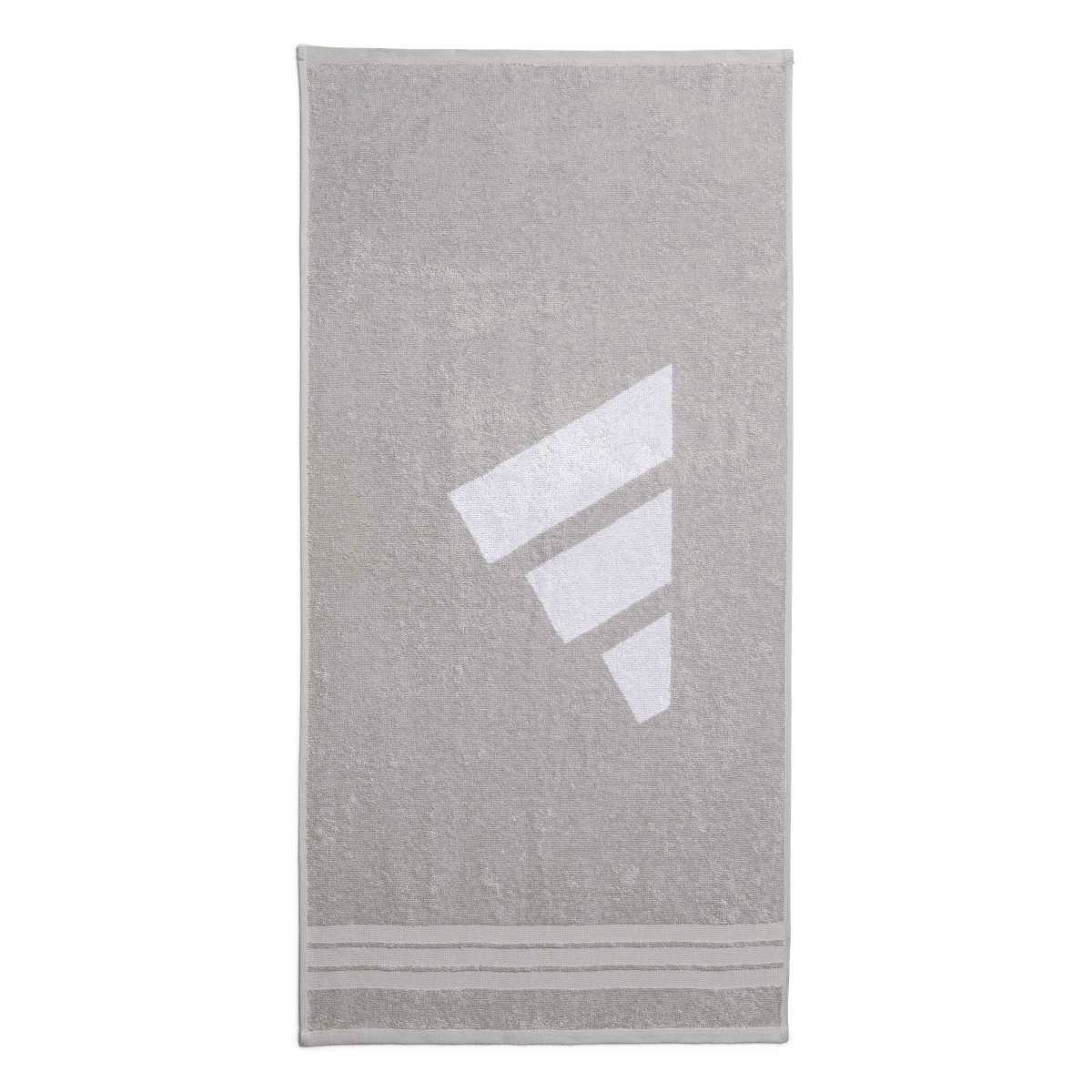 Pilkas medvilninis Adidas sportinis rankšluostis Towel S KF0667, 50x100 cm, su pakabinimo kilpele.