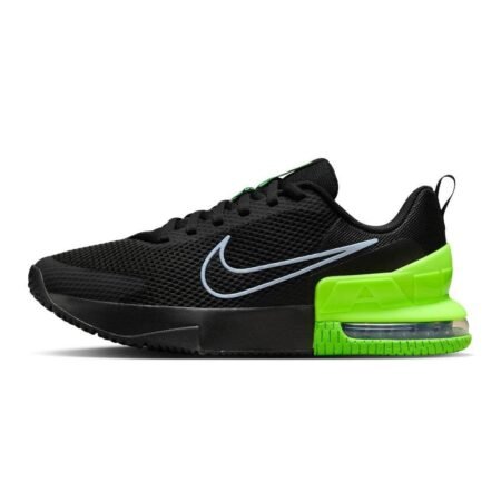 Juodi vyriški Nike Air Max Alpha Trainer 6 FQ1833-010 treniruočių batai su žaliu kulnu.
