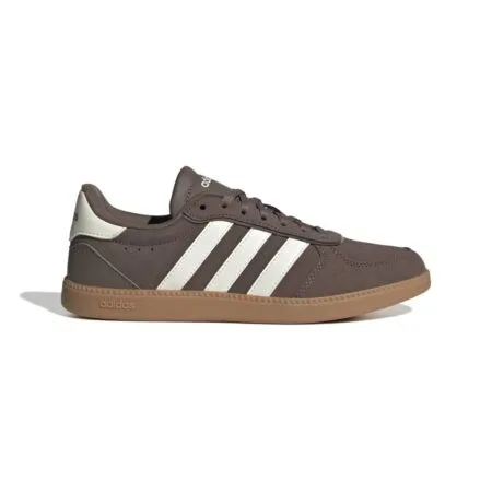 Rudi zomšiniai moteriški Adidas Breaknet Sleek batai su medaus spalvos guminiu padu, modelis JR6905.