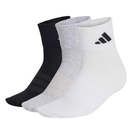 Trumpos plonos sportinės kojinės iki kauliuko 3 poros pilka, balta, juoda, Adidas Thin and Light KC9614.