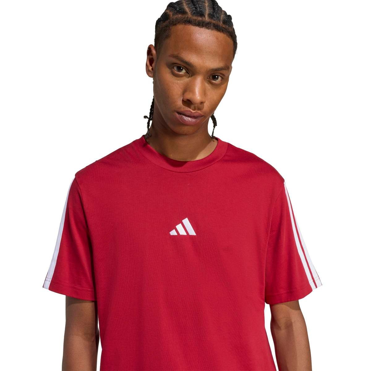 Adidas Essentials 3-Stripes Tee KR2699 – Vyšniniai Vyriški Marškinėliai - Image 4