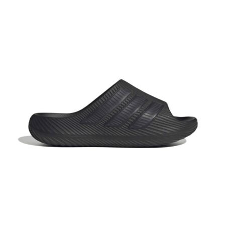 Juodos unisex Adidas Purechill šlepetės su tinkliniu viršumi, Climacool logotipu ir trimis juostelėmis, modelis KI0055.