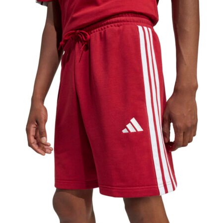 Raudoni vyriški treninginiai šortai medvilniniai Adidas Essentials 3-Stripes French Terry, modelio kodas KR2700.