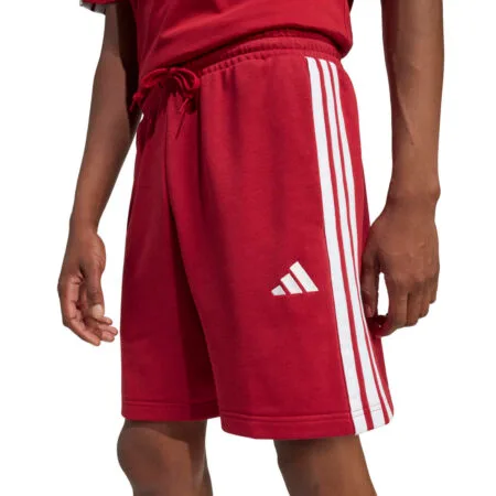 Raudoni vyriški treninginiai šortai medvilniniai Adidas Essentials 3-Stripes French Terry, modelio kodas KR2700.