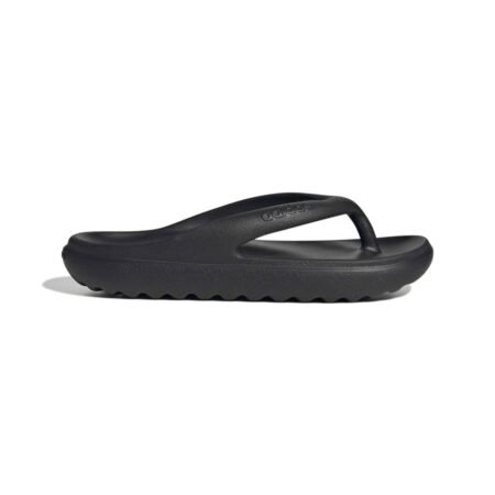 Visiškai juodos unisex Adidas Adilette Lumia šlepetės per pirštą su Cloudfoam padu, modelis JR9715.