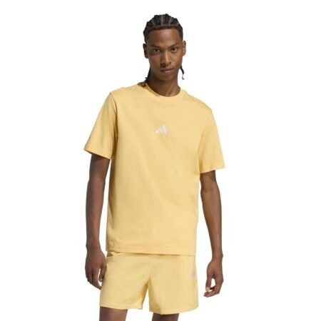 Geltoni vyriški medvilniniai marškinėliai Adidas Essentials Single Jersey, modelio kodas KT0561.