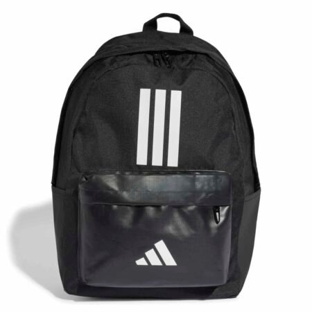 Juoda sportinė ir mokyklinė unisex kuprinė su kompiuterio skyriumi Adidas Classic Back-to-School 3-Stripes JD9563.