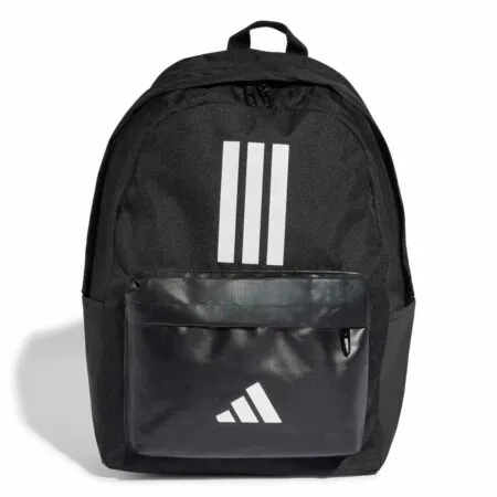 Juoda sportinė ir mokyklinė unisex kuprinė su kompiuterio skyriumi Adidas Classic Back-to-School 3-Stripes JD9563.