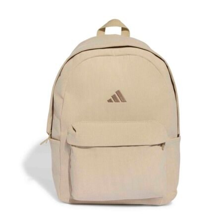 Smėlio spalvos velvetinės tekstūros mokyklinė ir sportinė unisex kuprinė Adidas Essentials Material KH4601.