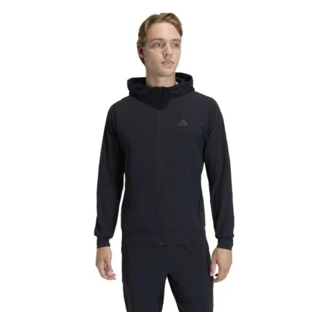 Juodas vyriškas sportinis džemperis bliuzonas treniruotėms Adidas D4T Workout Full-Zip Hoodie KA4821.