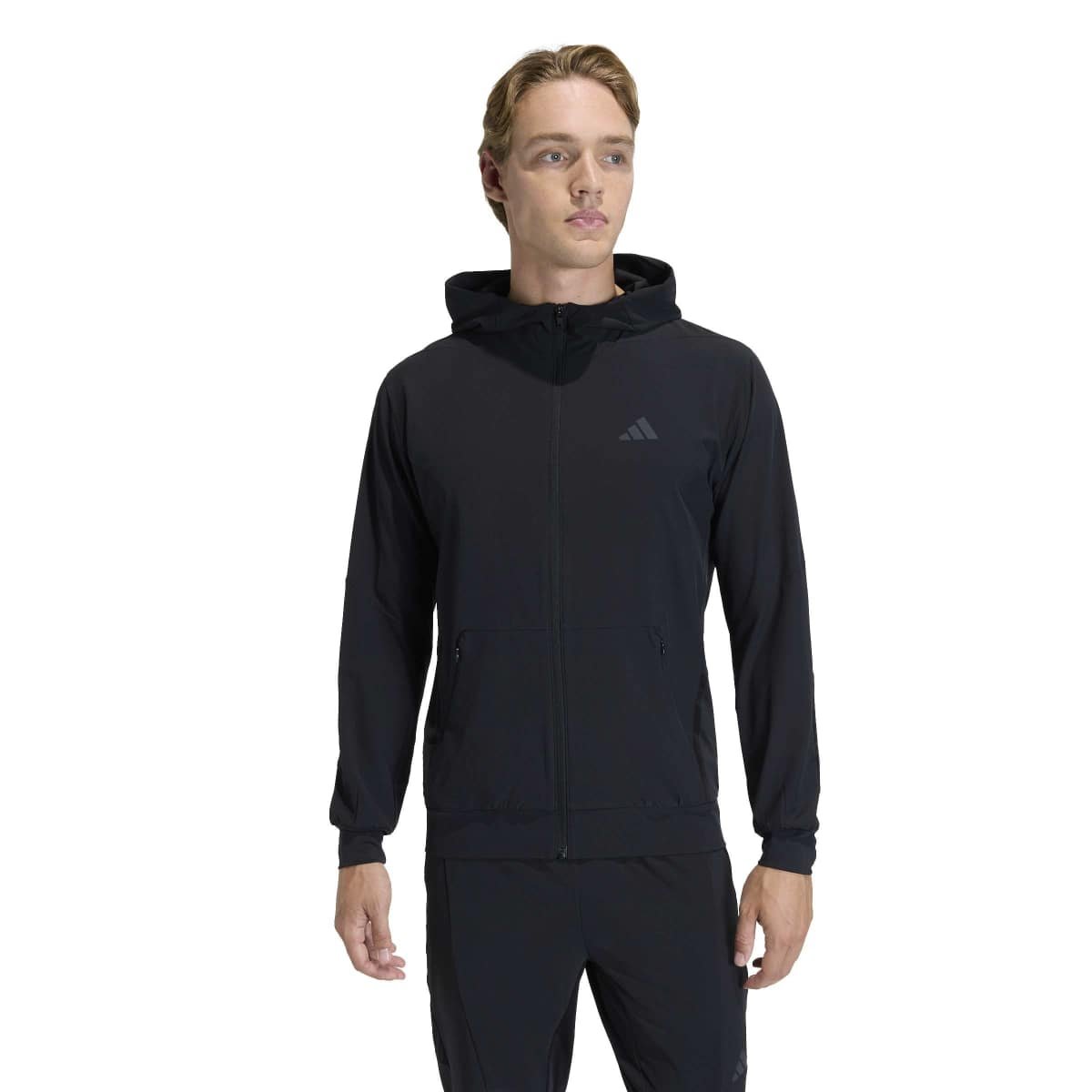 Juodas vyriškas sportinis džemperis bliuzonas treniruotėms Adidas D4T Workout Full-Zip Hoodie KA4821.