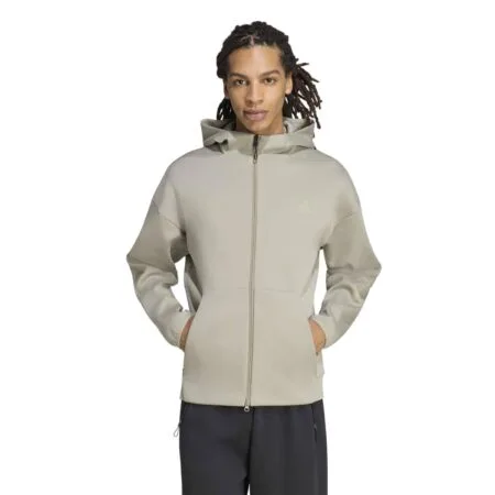 Šviesiai pilkas vyriškas džemperis bliuzonas su gobtuvu užtrauktuku Adidas Z.N.E. Full-Zip Track Top KF3834.