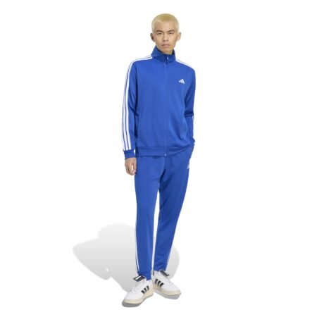 Ryškiai mėlynas vyriškas sportinis kostiumas treningai Adidas Sportswear Basic 3-Stripes KY2277.