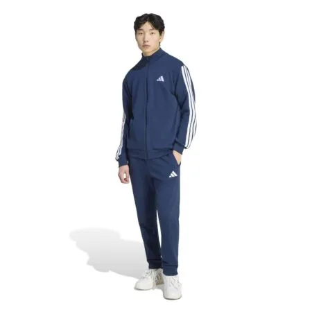 Tamsiai mėlynas vyriškas sportinis kostiumas medvilniniai treningai Adidas Essentials 3-Stripes KZ2433.