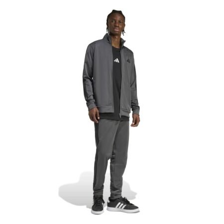 Tamsiai pilkas vyriškas sportinis kostiumas treningai Adidas Sportswear Basic 3-Stripes KC1355.