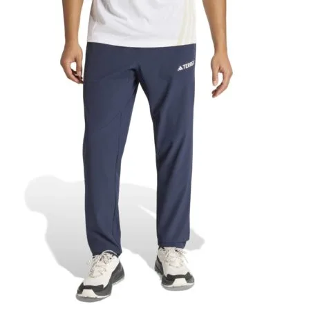 Mėlynos vyriškos žygio kelnės trekingui laisvalaikiui gamtoje Adidas Terrex Multi Essentials KA4687.