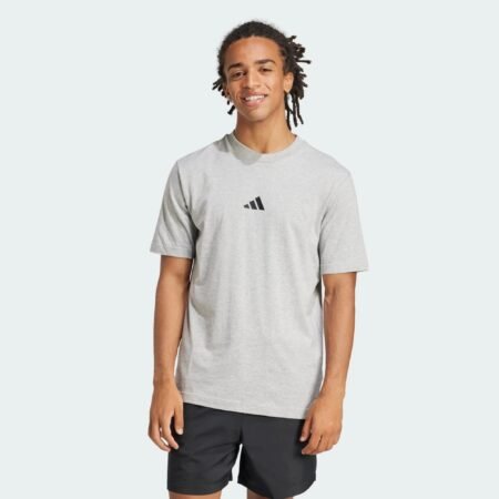 Pilki vyriški medvilniniai marškinėliai trumpomis rankovėmis Adidas Essentials Small Logo JF1091.